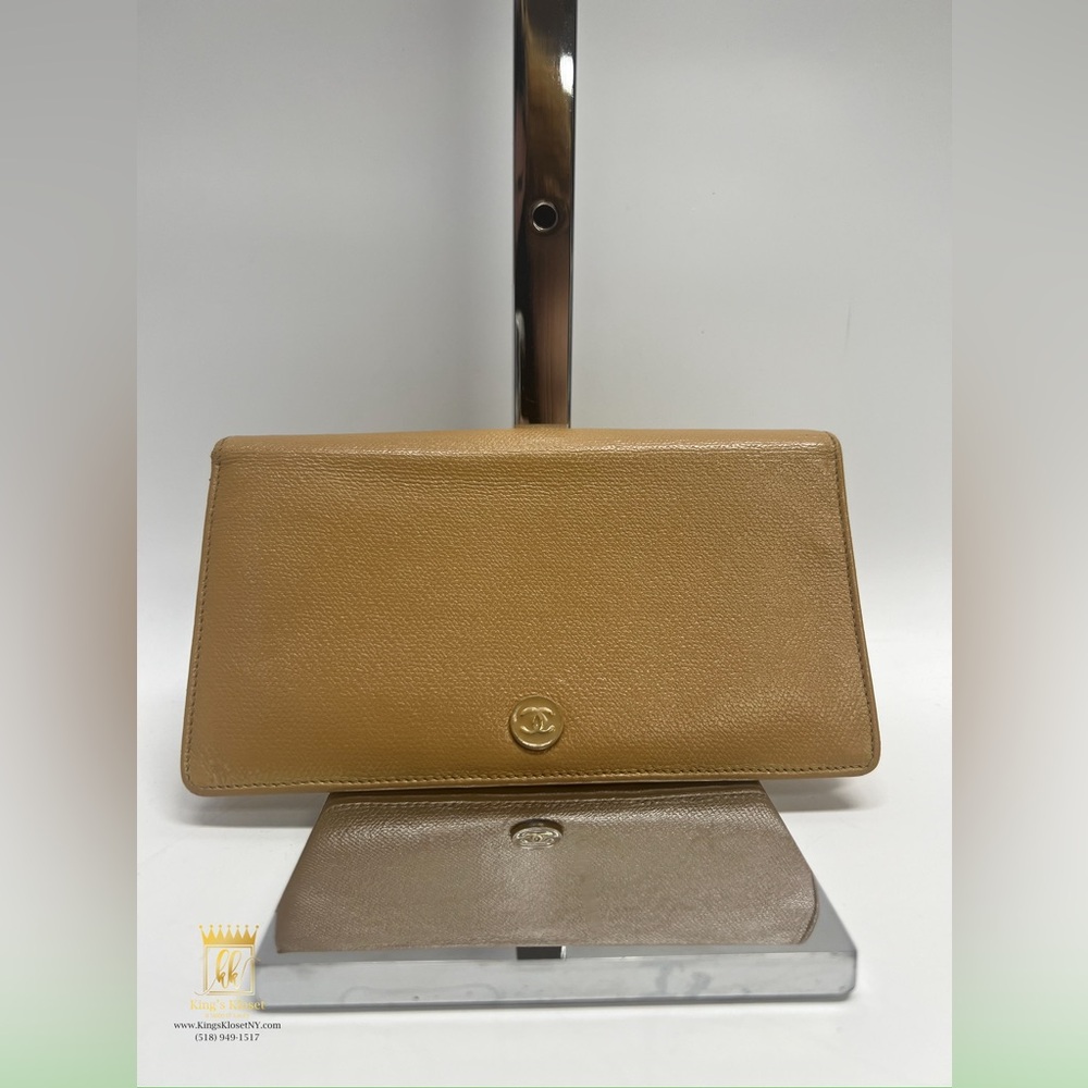 Chanel button bifold long wallet